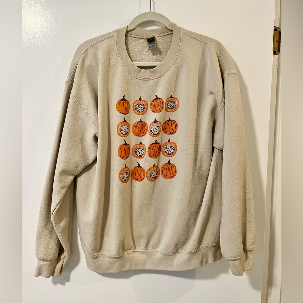 Pumpkin Graphic Cream Sweater